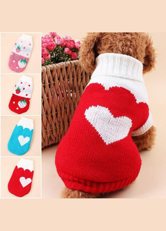 В'язаний акриловий светр для собак Pet Style "Червоне серце" 2XL No Brand - (323236966)