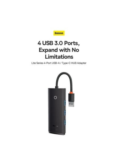 Концентратор (WKQX030401) Baseus USB-C to 4xUSB 3.0 1.0m black (366645630)