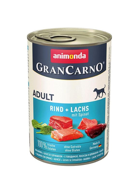 GranCarno Original Вологий корм для дорослих собак яловичина та лосось зі шпинатом 400 г Animonda (280901280)
