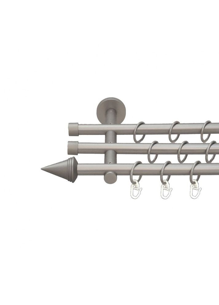 Карниз Конус металевий трирядний циліндр (20 см) гладка труба Сатин 16\16\16 мм 300 см (6099490) ORVIT (300797055)