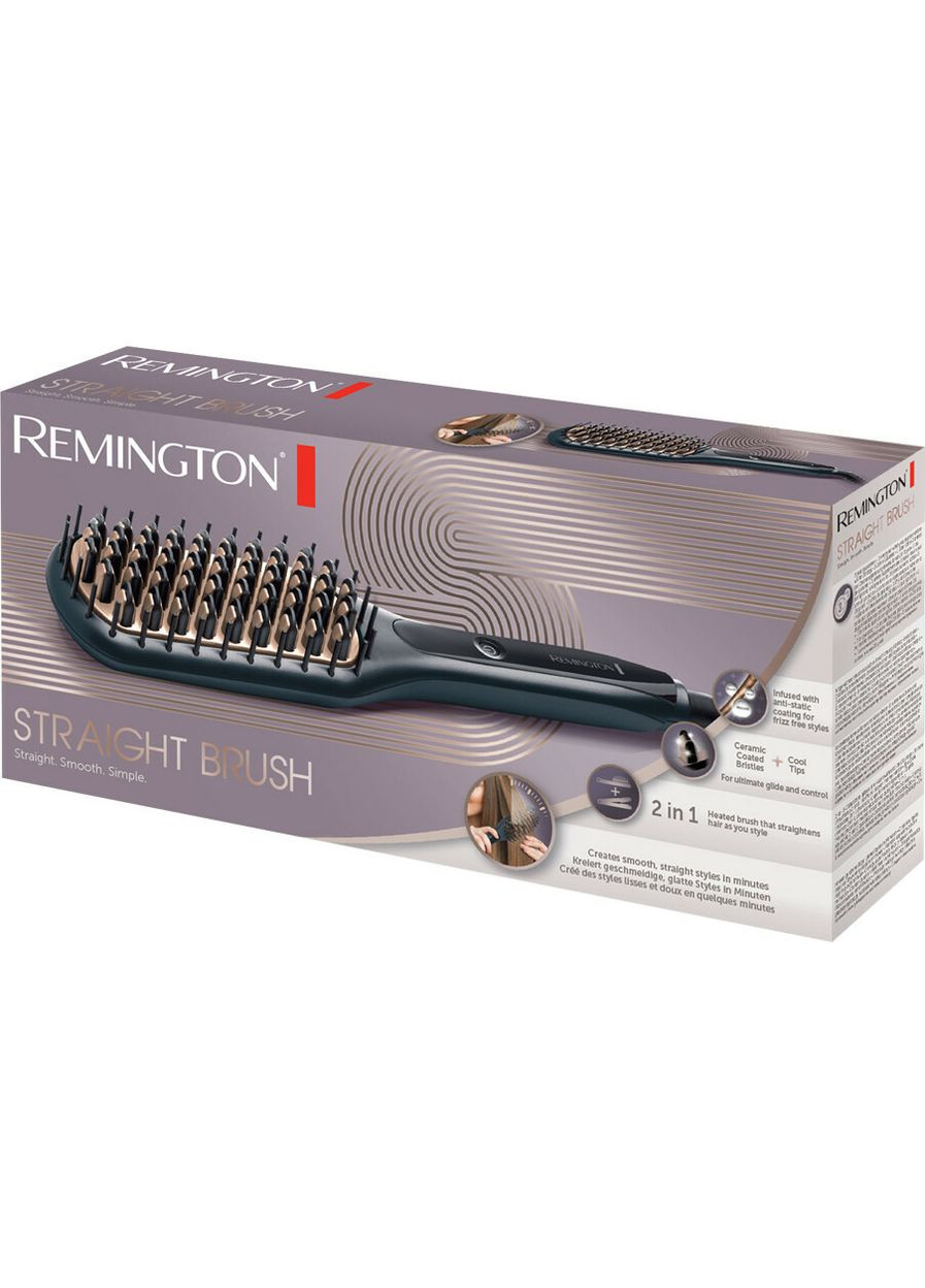 Щетка выпрямитель Straight Brush, 62Вт, темп. режимов-3, 150-230С, ионизация, керамика, серый Remington (314929639)