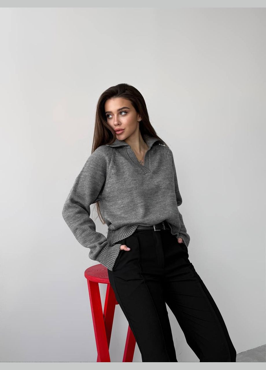 Женский свитер-поло цвет серый р.42/46 450414 New Trend (282926559)