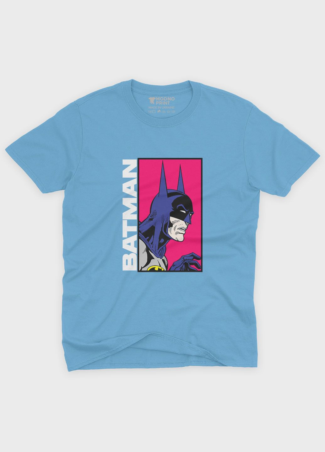 Голубая демисезонная футболка для девочки с принтом супергероя - бэтмен (ts001-1-lbl-006-003-024-g) Modno