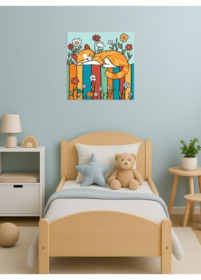 Картина по номерам - Котик на заборе ©art_selena_ru 25х25 см IDEYKA (363986784)