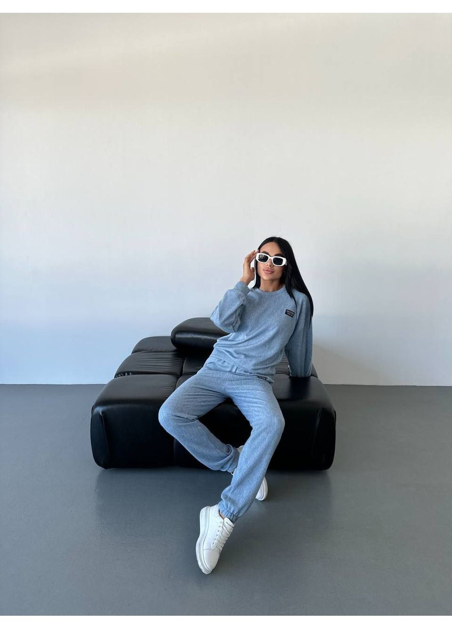 Повсякденний жiночий костюм 2-ка темно-блакитного кольору 35532 Fashion (365776861)