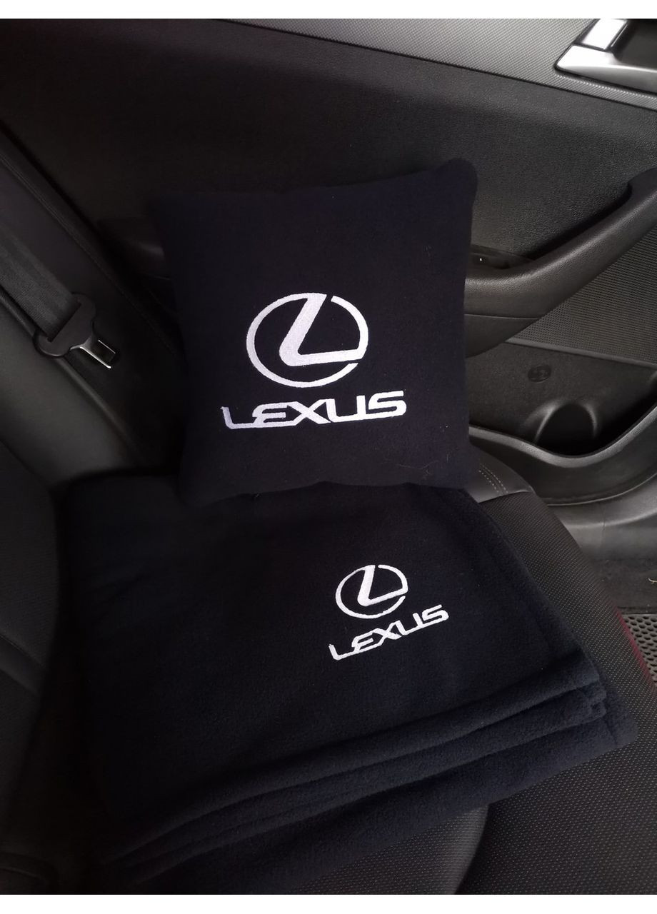 Автомобильный плед и подушка с вышивкой логотипа "Lexus" цвет темно-синий No Brand (369717295)