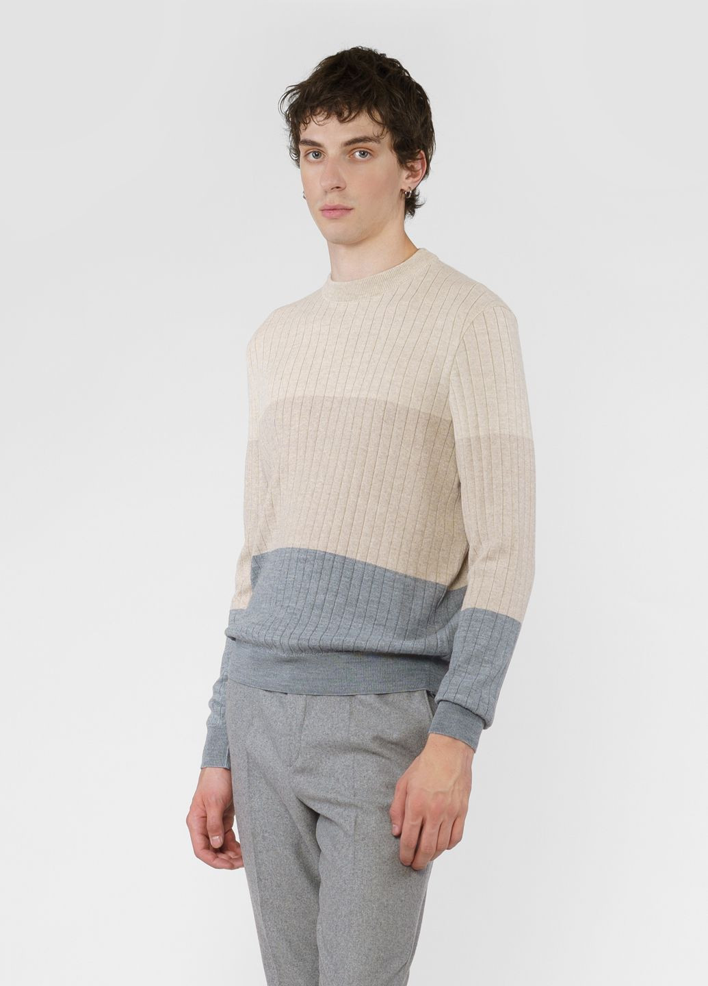 Бежевый зимний джемпер мужской бежевый Arber Crew-neck J N-AVT-74