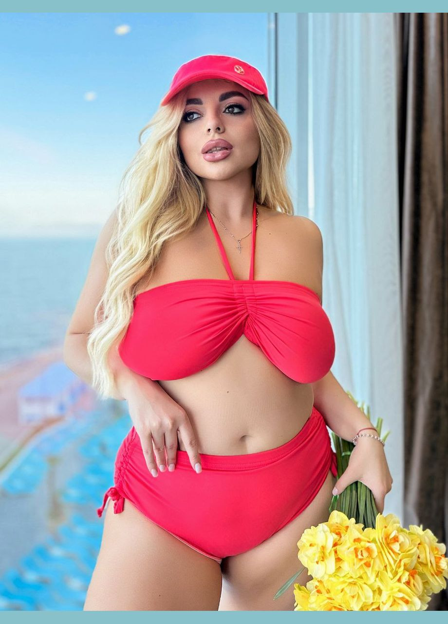 Коралловый демисезонный купальник раздельный Україна Your style