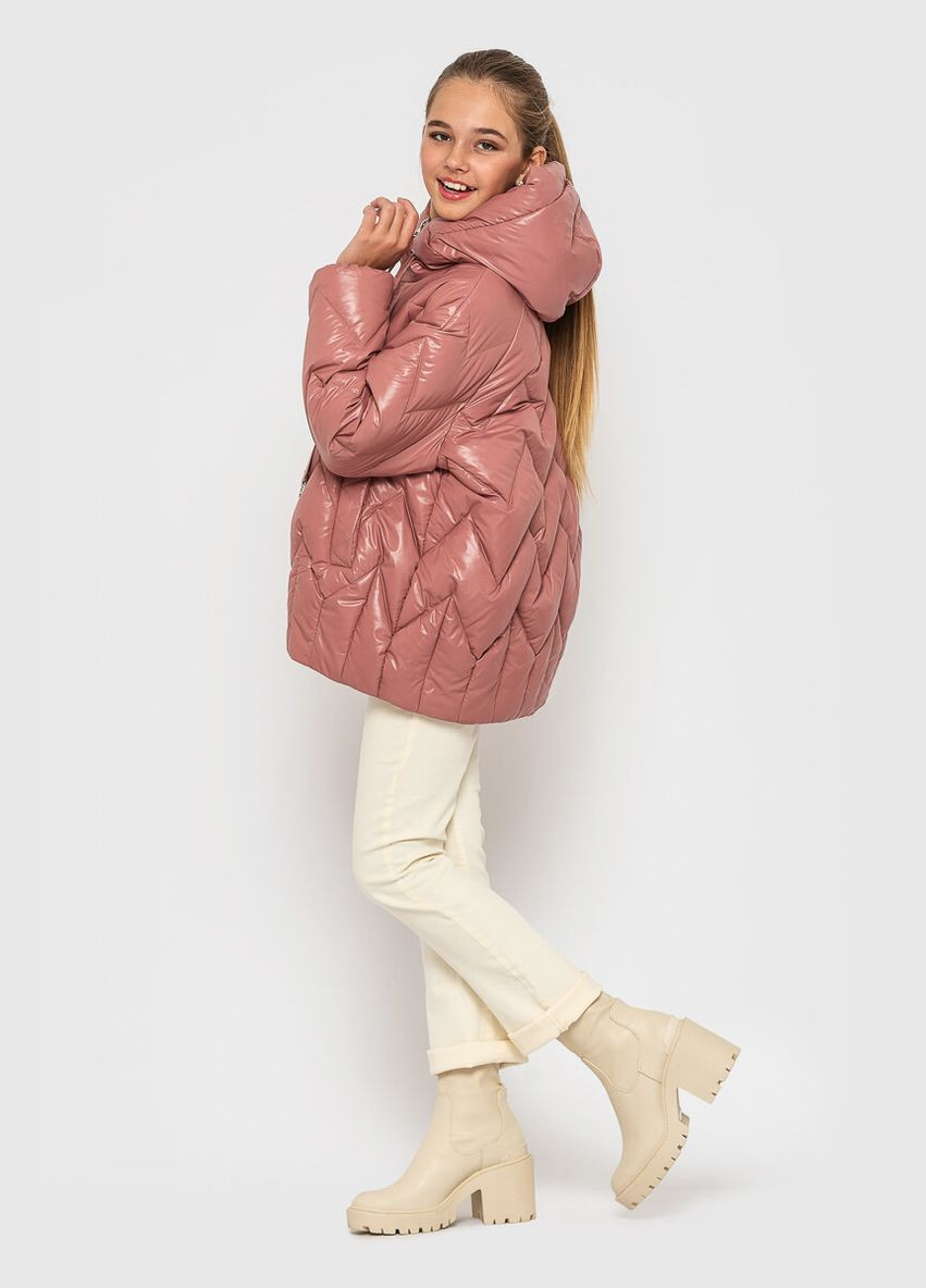 Комбинированная демисезонная куртка каралово - розовый Cvetkov Каролина