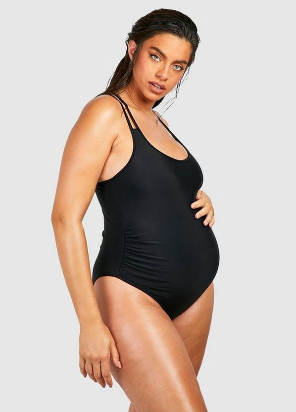 Чорний літній купальник суцільний для вагітних Boohoo