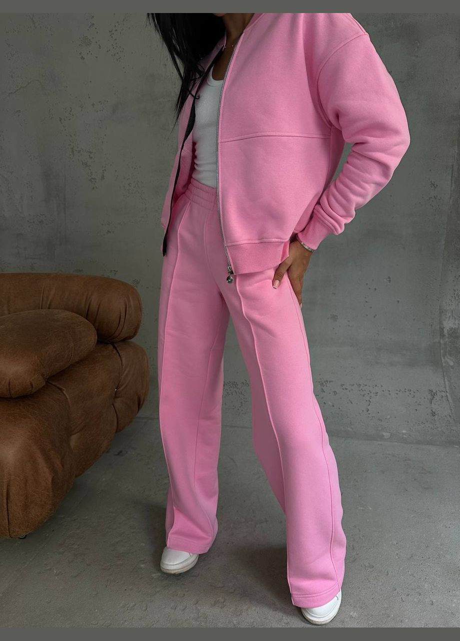 Женский теплый качественный спортивный костюм: кофта бомбер на молнии и брюки палаццо со стрелками с утеплением No Brand (316094550)