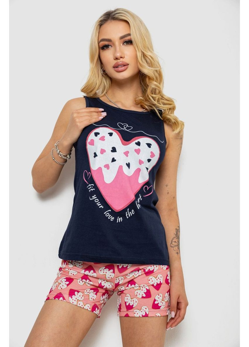 Синя всесезон піжама жіноча з принтом,, 243r24517 Polkan