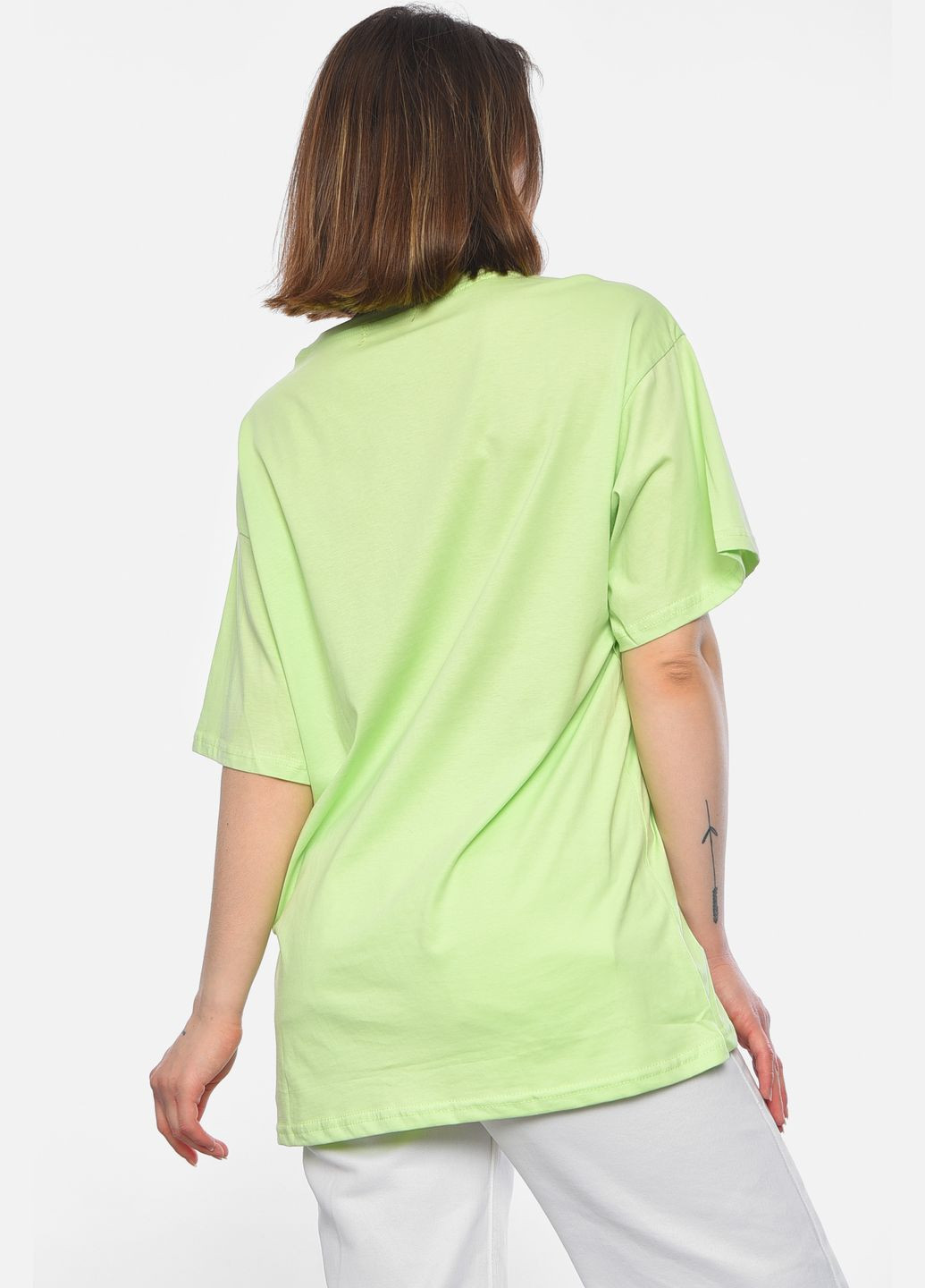 Салатова літня футболка жіноча напівбатальна салатового кольору Let's Shop