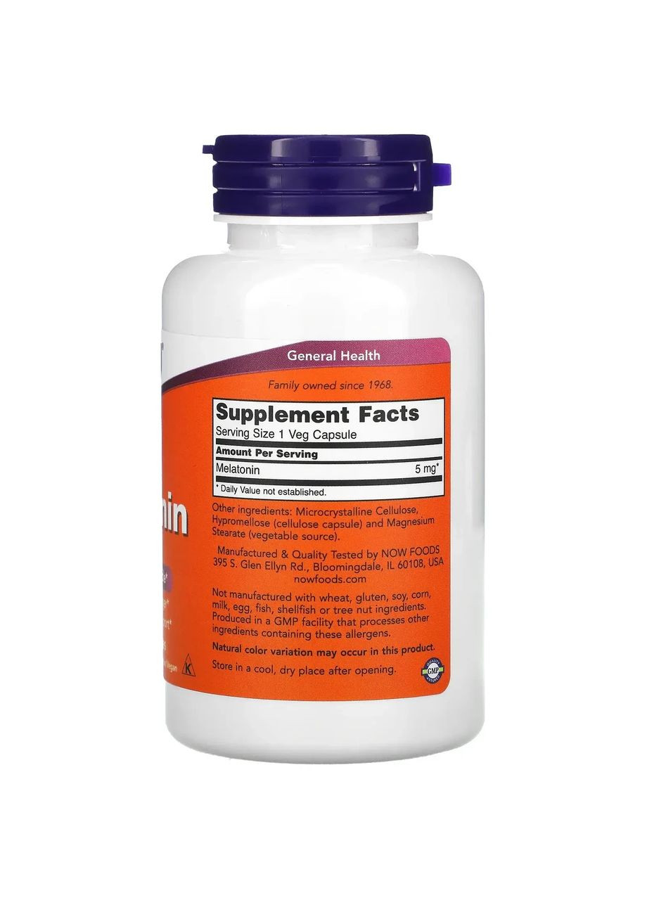 Мелатонин (Melatonin) 5 мг 180 капсул Now Foods (361115608)