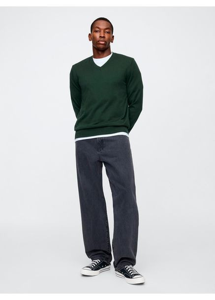 Темно-зеленый демисезонный свитер мужской m, essex green (темно-зеленый) Gap