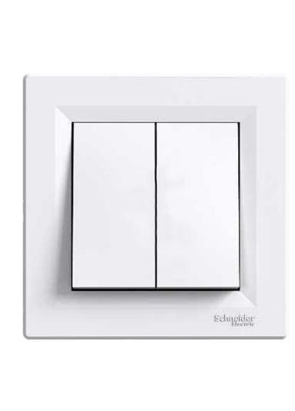 Переключатель 2-х клавишный проходной белый Asfora EPH0600121 Schneider Electric (350881400)
