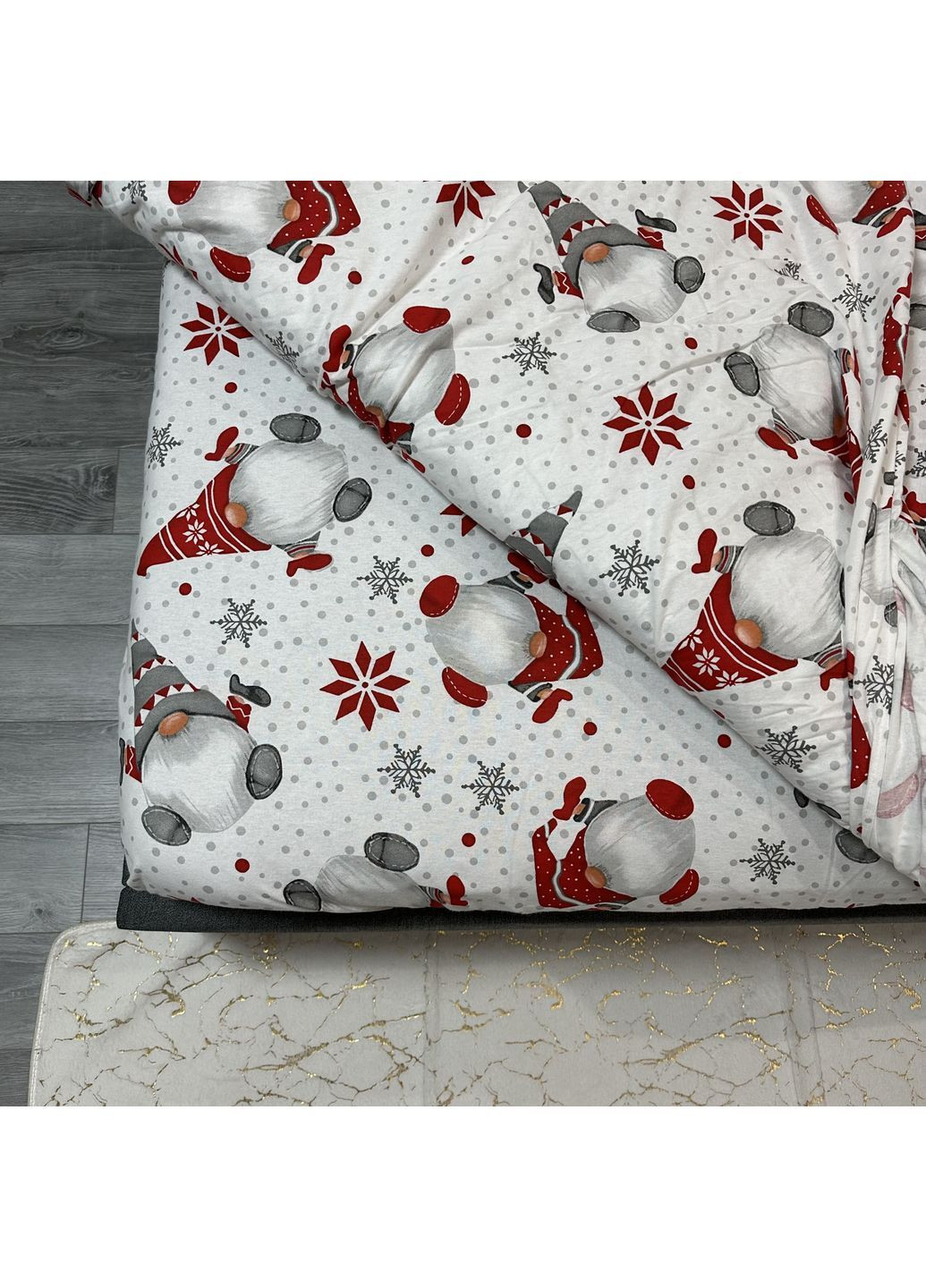 Зимова постільна білизна фланель (байка) євро розмір білого кольору - м'якість, тепло та новорічний настрій! No Brand (367912393)