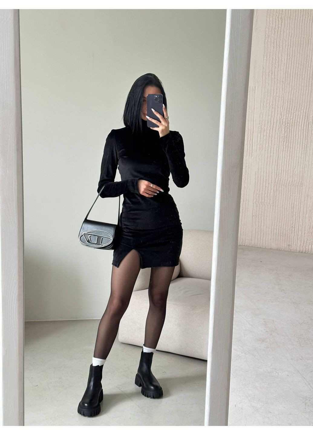 Черное повседневный, коктейльное, кэжуал женское платье силуэтная No Brand однотонное