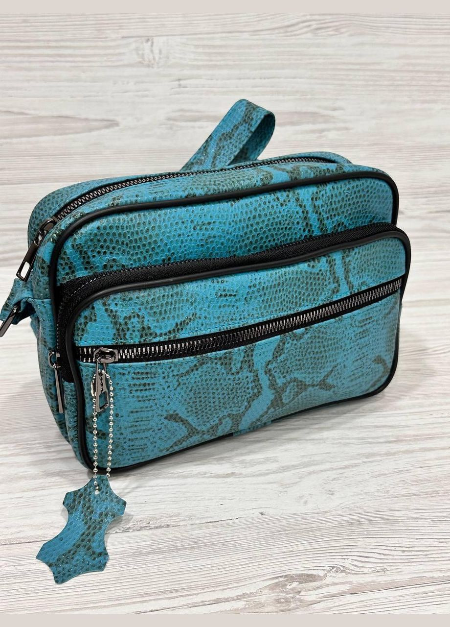 Сумка женская бирюзовая с принтом натуральная кожа 102076 No Brand (308854798)