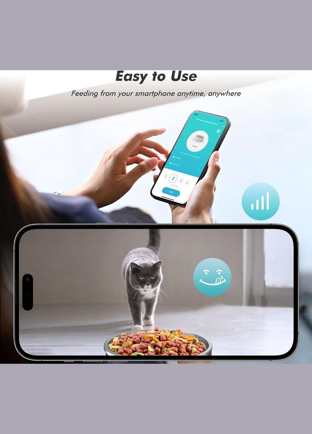Автоматическая кормушка для кошек и собак PF07 2L WIFI, смарт кормушка для животных Petrust (299915647)