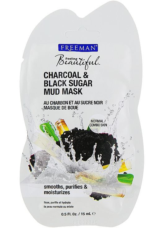 Грязевая маска для лица "Уголь, черный сахар" Feeling Beautiful Charcoal & Black Sugar Mud Mask (мини) 15ml Freeman (368664674)
