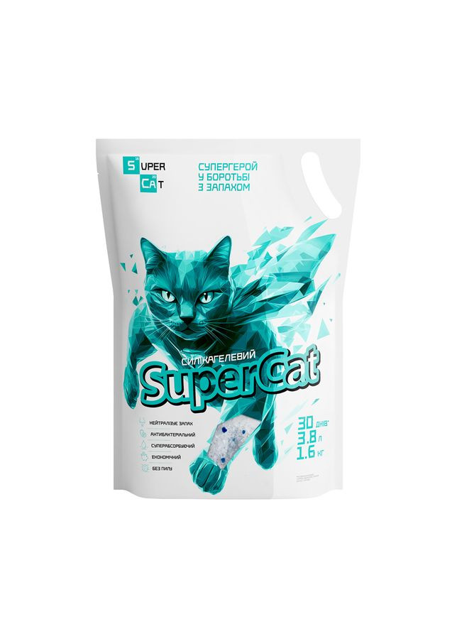 Силикагелевый наполнитель для кошачьих туалетов, 1,6 кг SuperCat (365874124)