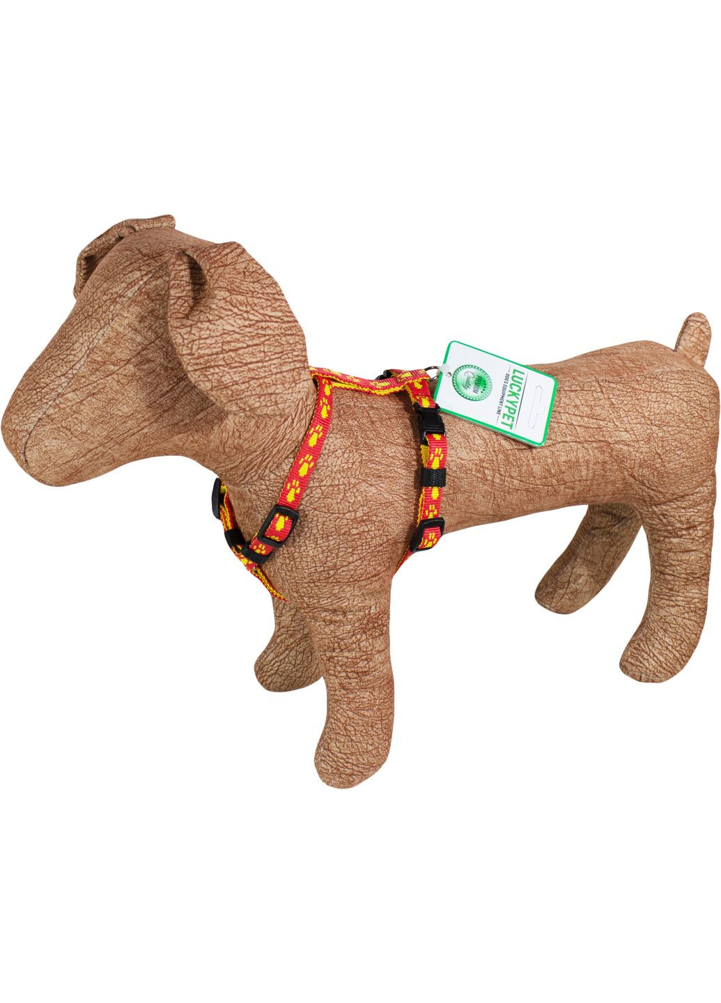 Нагрудник капроновый Н-образный Лапки 1.0/20-29/28-37 Красно-желтый (4820268550170) Lucky Pet (332879387)