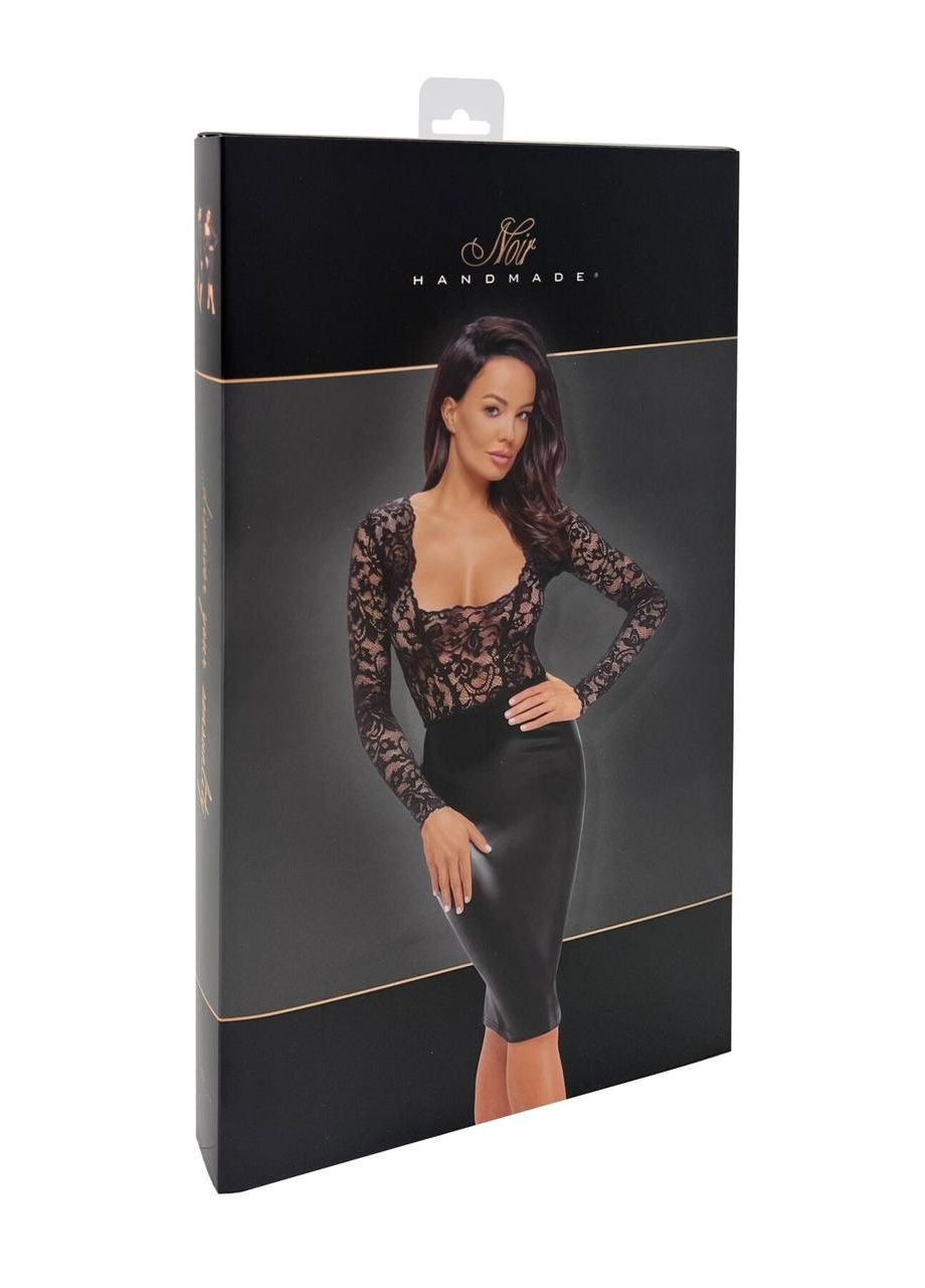 Черное платье noir f295 euphoria lace and wetlook midi dress - l Handmade