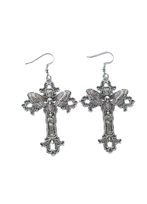 Сережки хрести метелик бражник крилами в корейському стилі y2k готика Fashion Jewerly (SVS) No Brand (322931093)