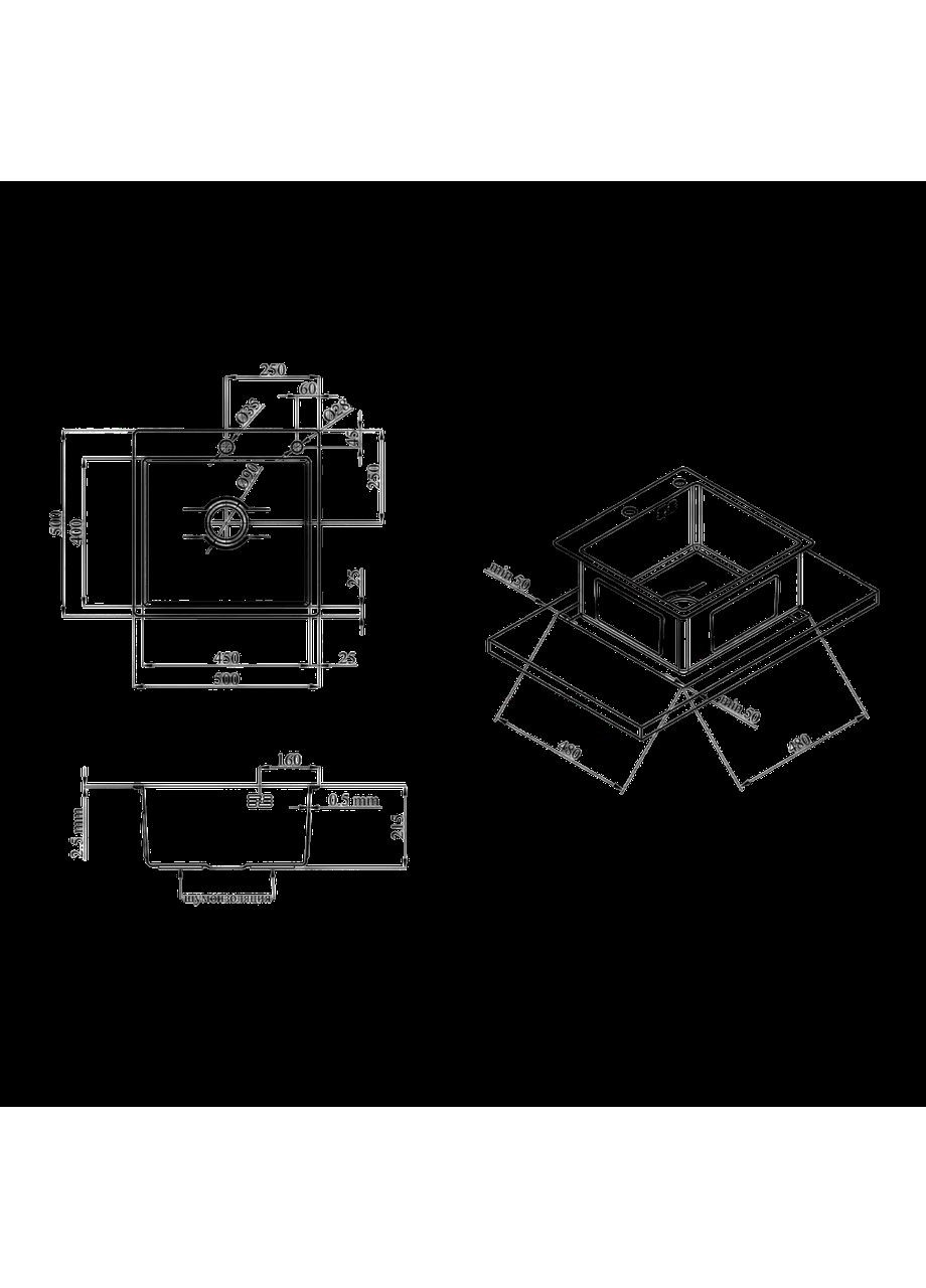 Комплект кухонної мийки HM 50х50 NANO BLACK PVD (3.0/1.0 мм) Kraft (361242226)
