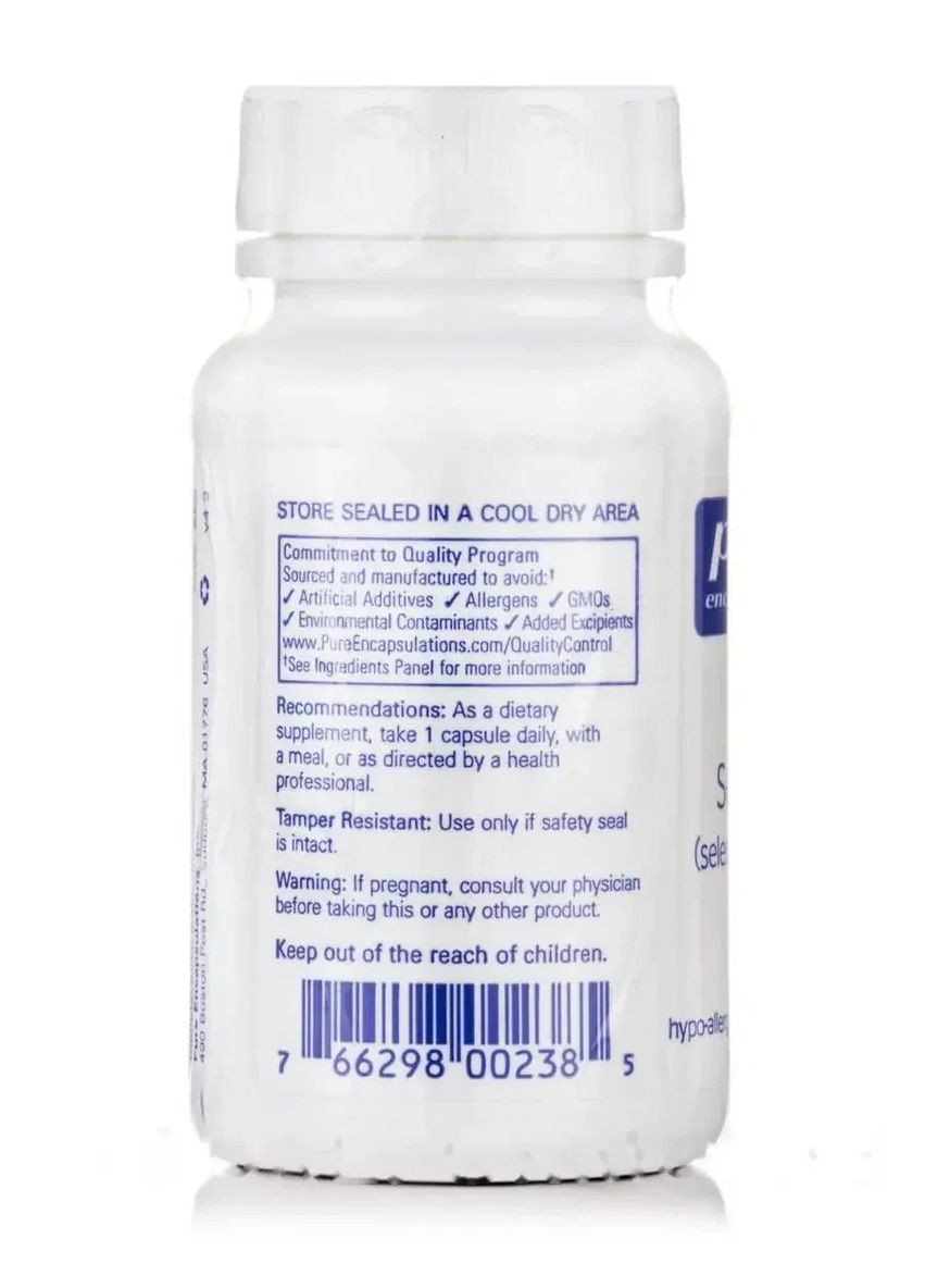 Селен (Selenium) 60 капсул Pure Encapsulations (370188701)