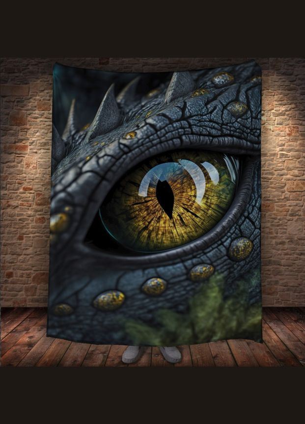 Плед з 3D принтом Око Дракона - Велике око дракона хижака Перша Креативна мануфактура PERFECTUS Плед (301870998)