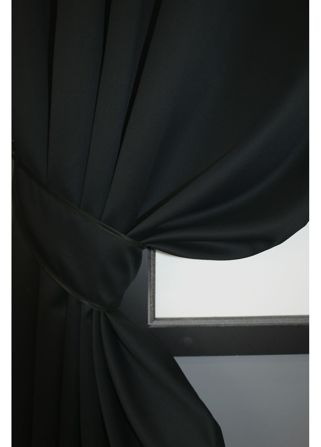 Комплект штор коротких Блекаут Midnight № 1165ш 140х170 см 2 шт Чорний (35-0042) VR-Textil (298124353)