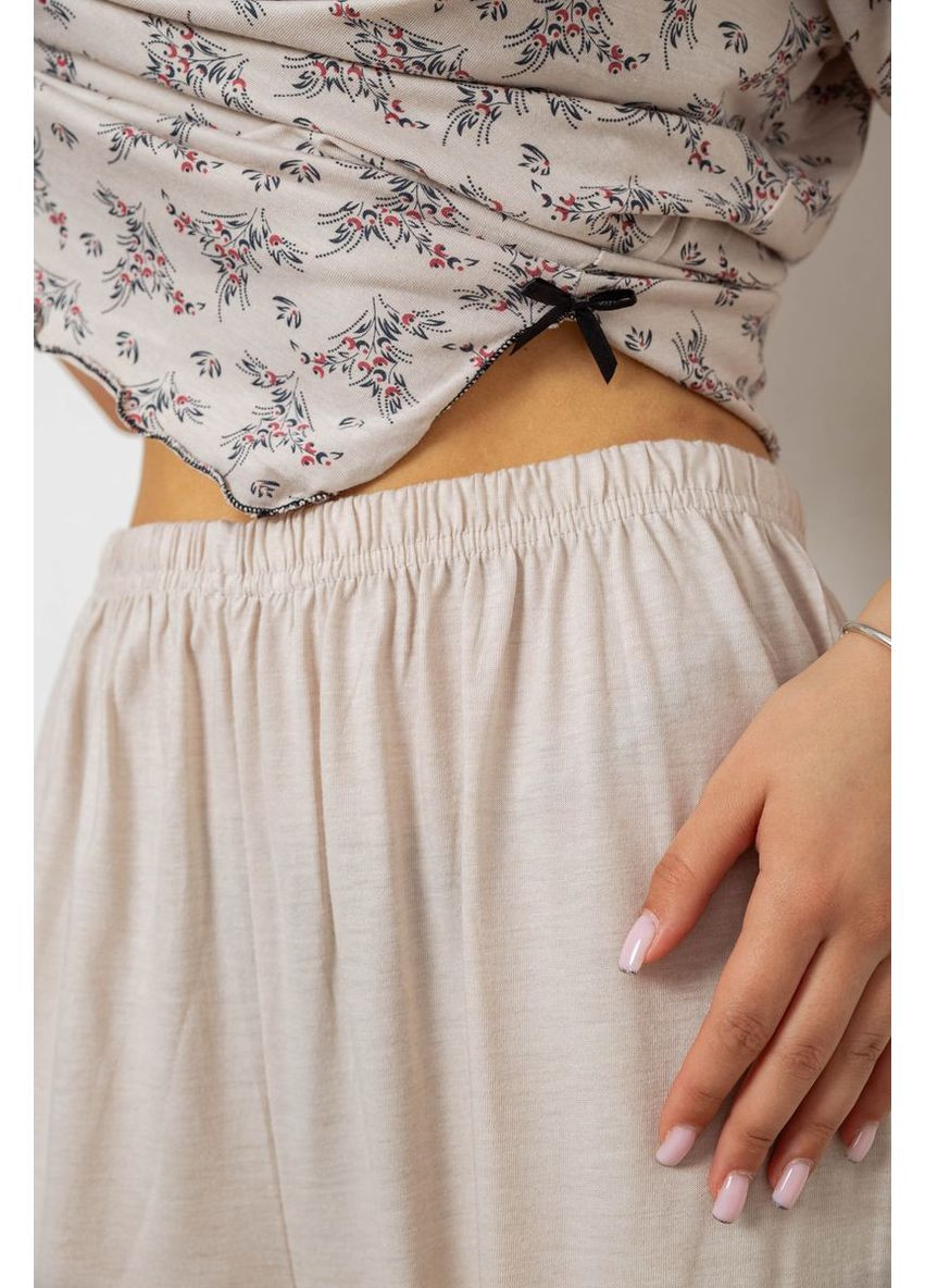 Бежева всесезон піжама жіноча з принтом,, 243r6968 Stil Moda