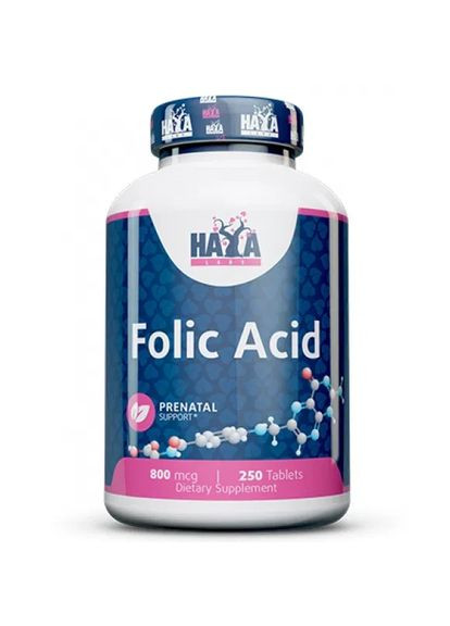 Фолієва кислота 800 мкг Folic Acid, 250 таблеток Haya Labs (361117861)