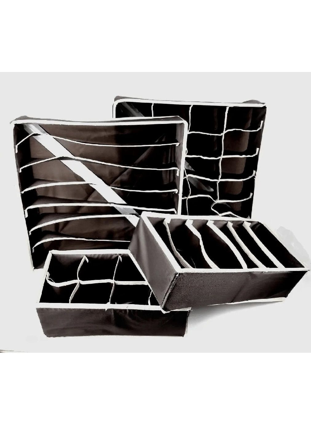 Комплект органайзеров с ячейками для хранения упорядочения белья носков вещей 4 вида (478230-Prob) Коричневый с бежевым Unbranded (303260252)