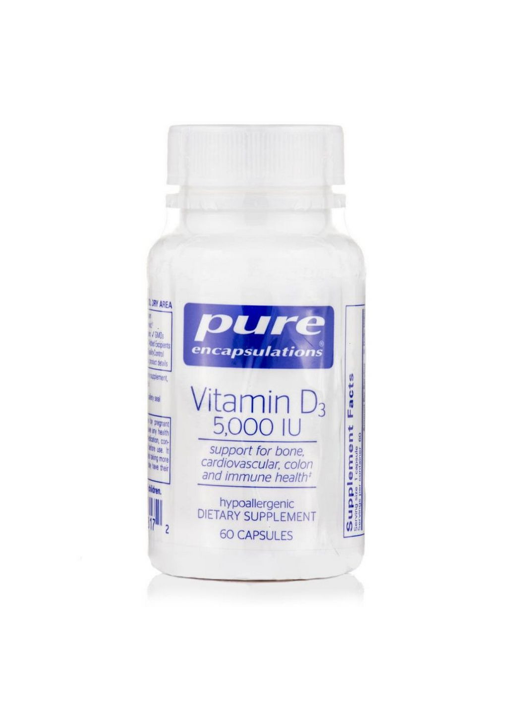 Витамины и минералы Vitamin D3 5000 МЕ, 60 капсул Pure Encapsulations (293342866)