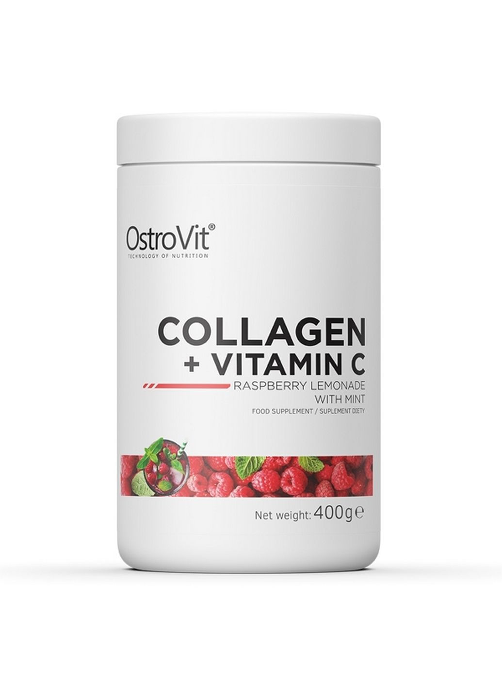 Препарат для суглобів та зв'язок Collagen + Vitamin C, 400 грам Малиновий лимонад з м'ятою Ostrovit (293415875)