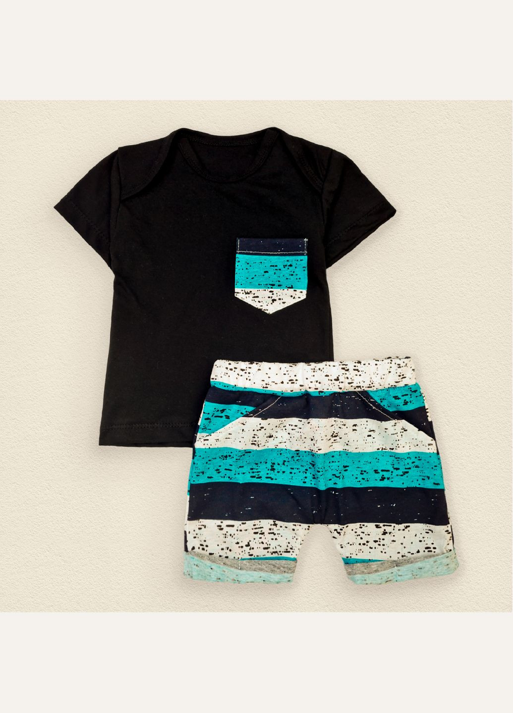 Комбинированный летний комплект шорты футболка для мальчика dexter`s stripes черный;голубой;белый dexter's