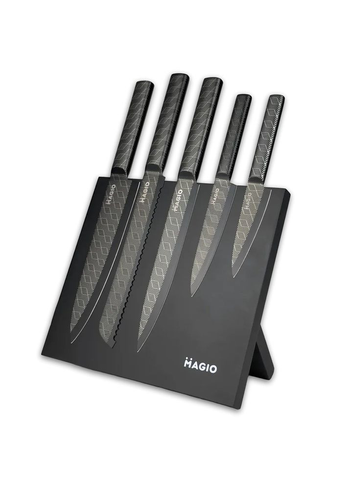 Універсальний кухонний ножовий набір Magio MG-1096 чорний, нержавіюча сталь