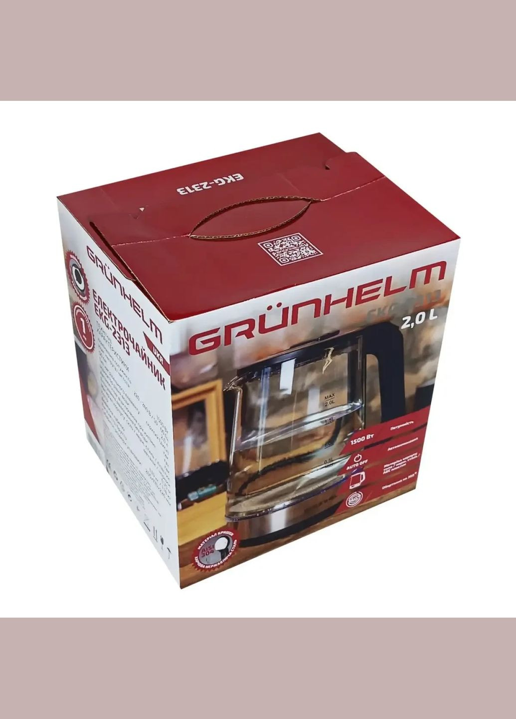 Электрочайник стеклянный (черный) EKG-2313 Grunhelm (348108863)