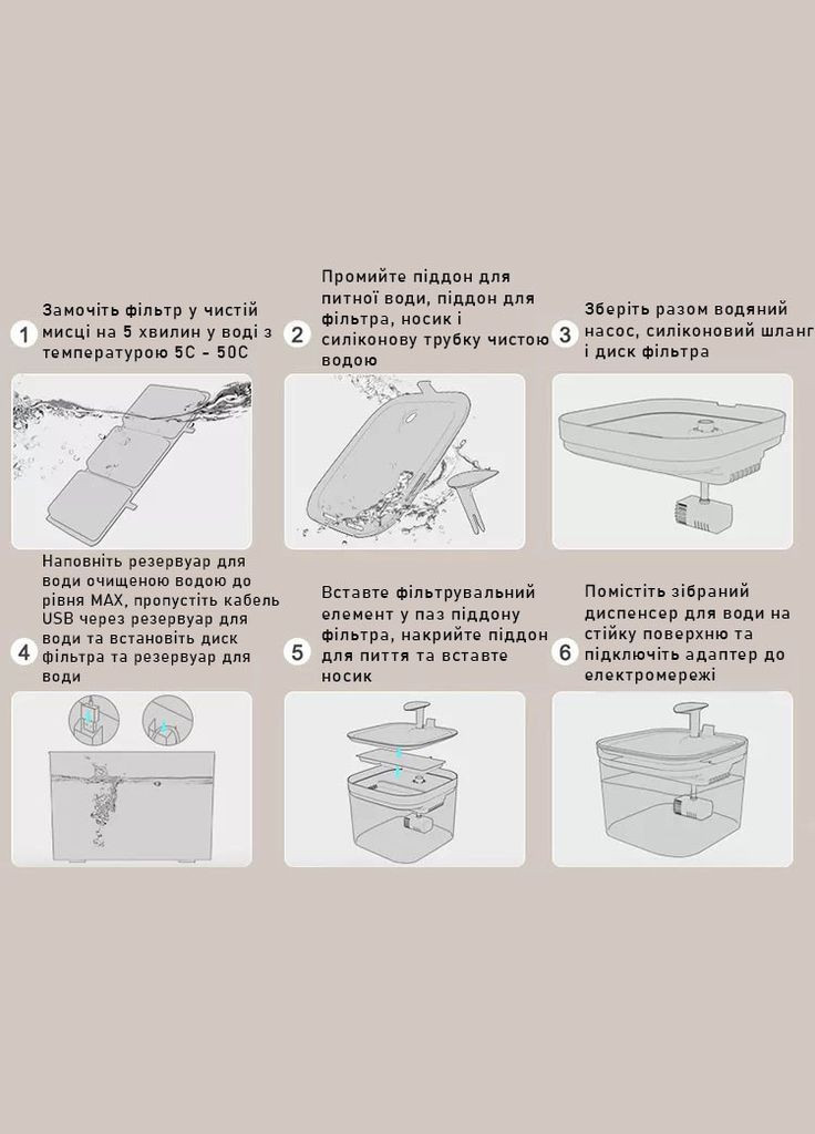 Питьевой фонтан для кошек и собак 2.2L, поилка для кота и собак с фильтром Белый Petory (299915595)