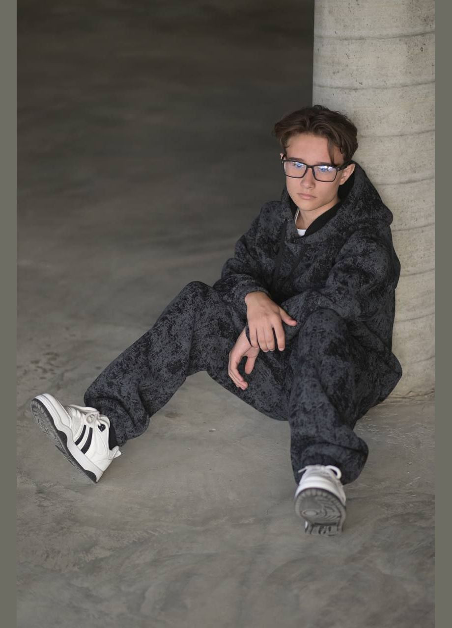 Черный зимний костюм теплый оверсайз popluzhnaya