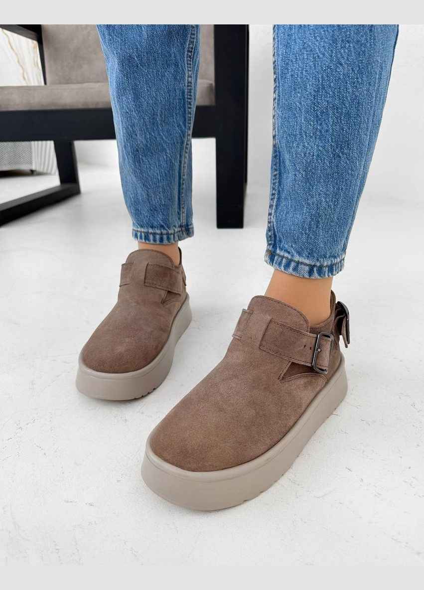 Осенние женские лоферы на байке/клоги броги No Brand из натуральной замши