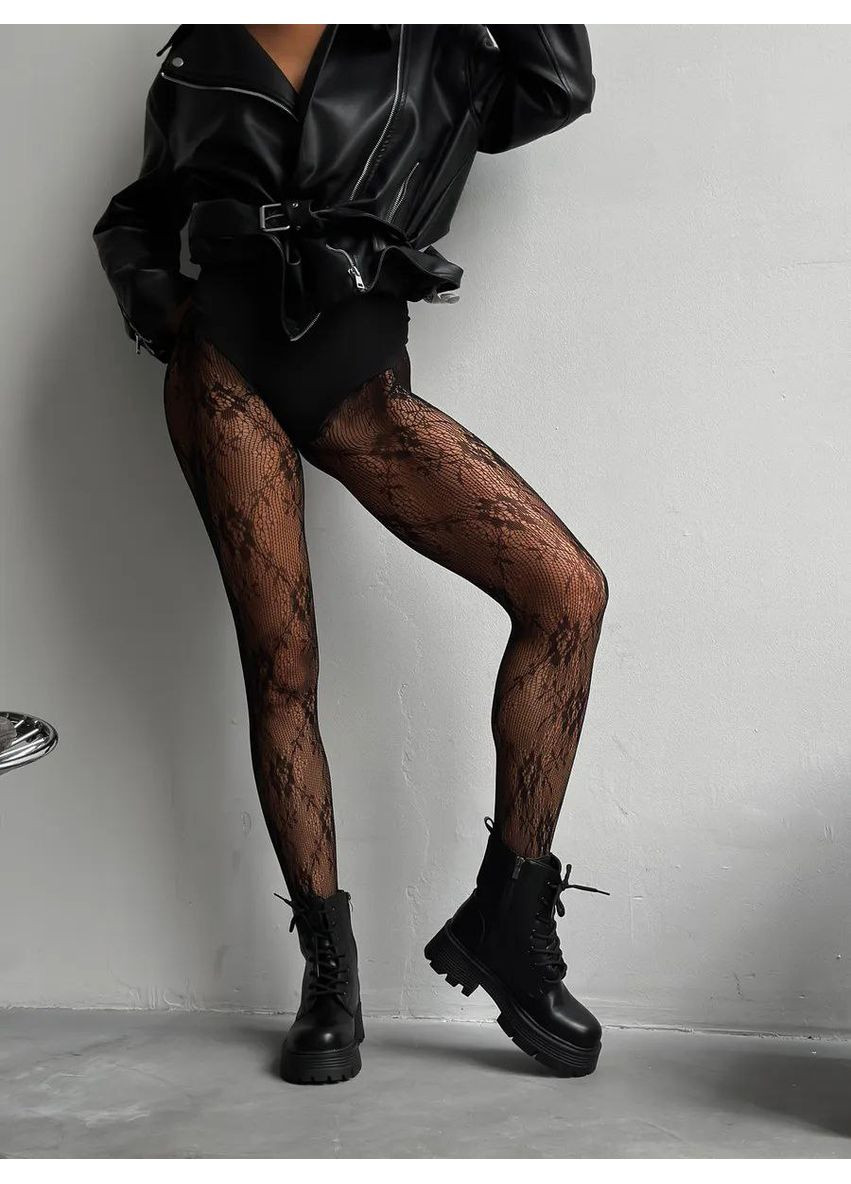 Універсального розміру колготки сіточкою з візерунком Троянд тягнуться на стегні до 120 см No Brand колготки сіточкою з візерунком Троянд білі (356676202)