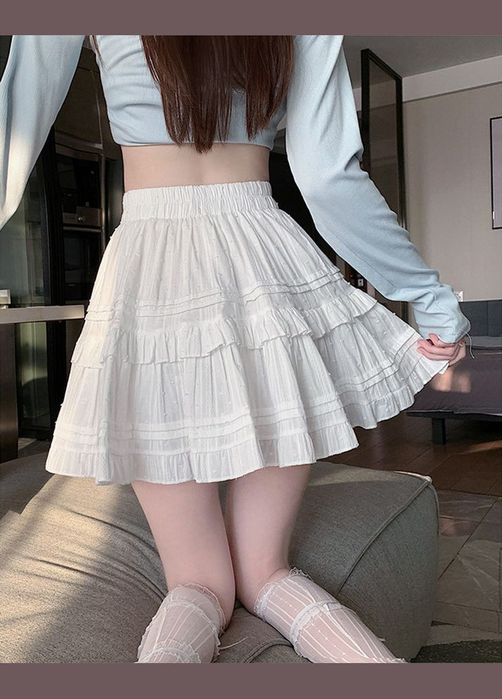 Спідниця з воланами та рюшами молочна No Brand (338379202)