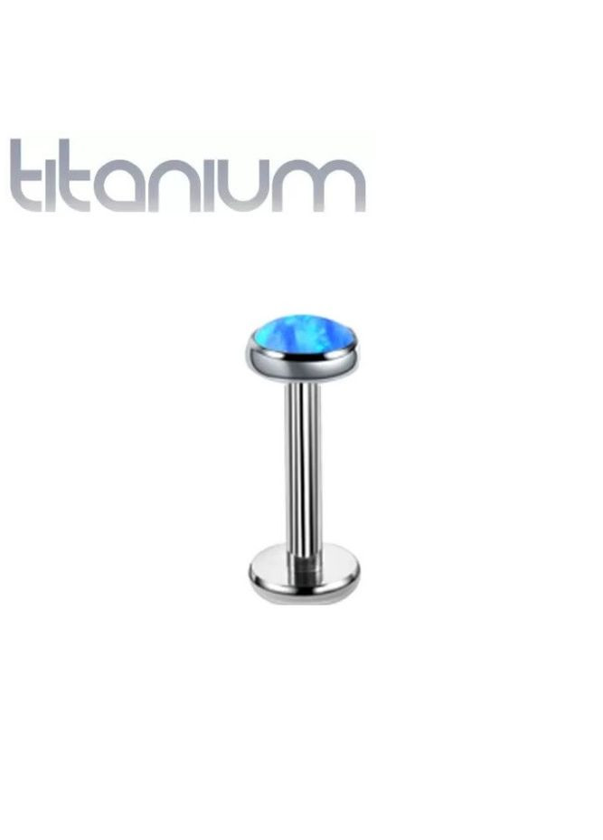 Серьга лабрет из титана для пирсинга губ, хряща уха TIL08-16083-OP05 с искусственным опалом (Штанга: 8 мм) Spikes (333698449)