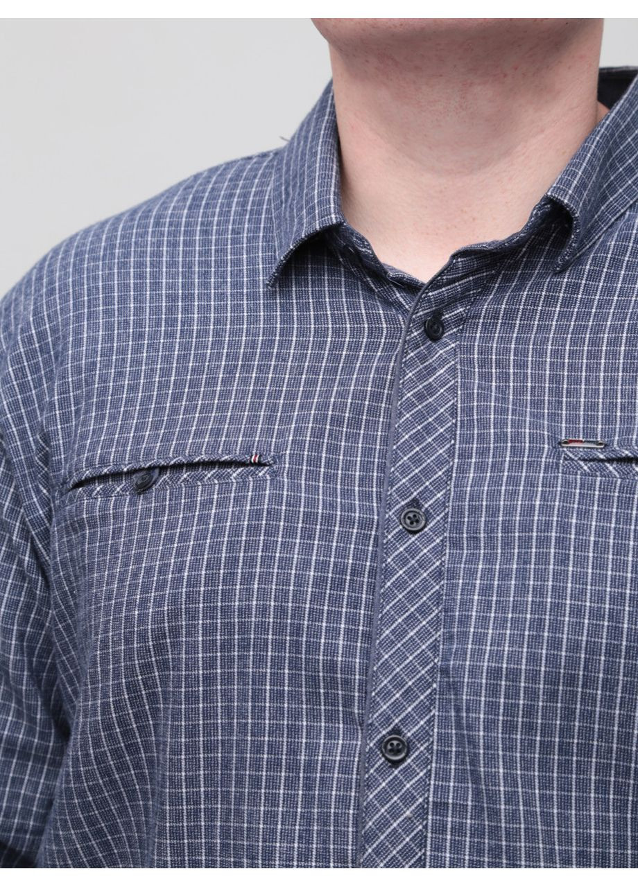 Синяя повседневный рубашка в клетку Jean Piere