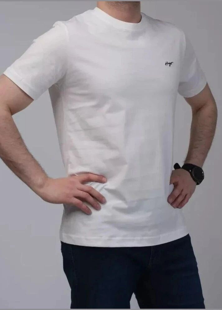 Біла футболка чоловіча з коротким рукавом Hugo Boss Relaxed-Fit Handwritten Logo