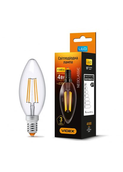 LED лампа Filament C37F 4W E14 3000K (VL-C37F-04143) Videx (370243635)